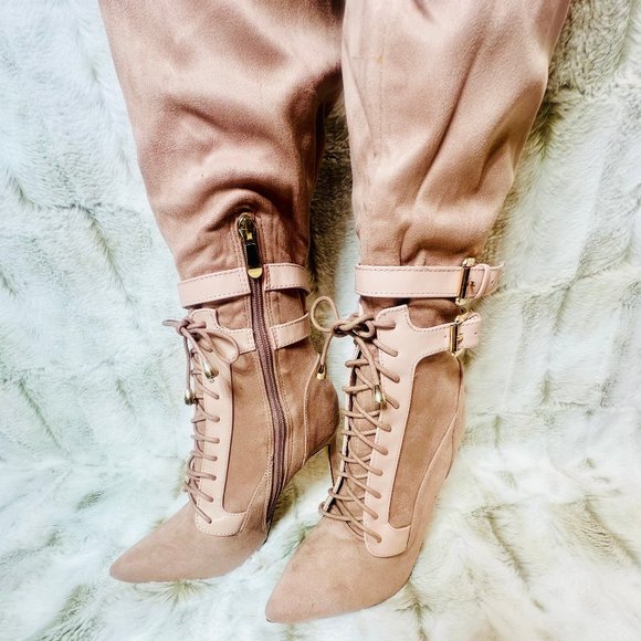 So Me Blush Pink Over The Knee 4.5" Stiletto Heel Boot - Picture 2 of 8